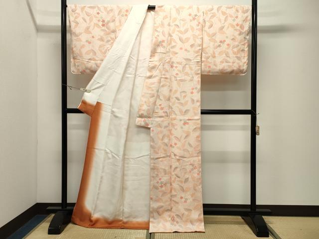 平和屋着物●上質な小紋　地紋起こし　草花文　正絹　逸品　CABK2359gh