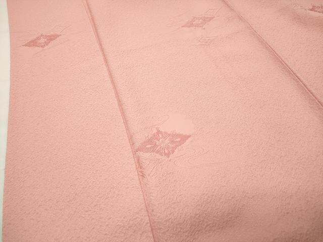 平和屋着物●上質な色無地　流水菱地紋　珊瑚色　正絹　逸品　CABK2360gh