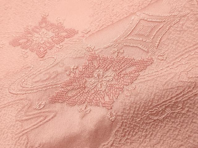 平和屋着物●上質な色無地　流水菱地紋　珊瑚色　正絹　逸品　CABK2360gh