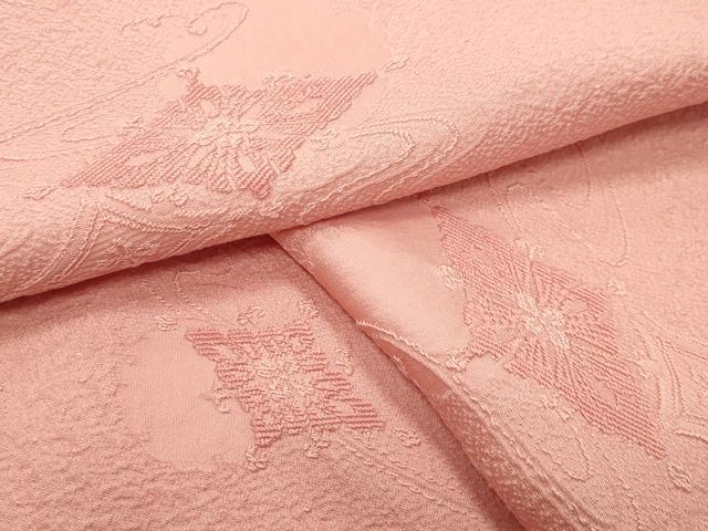 平和屋着物●上質な色無地　流水菱地紋　珊瑚色　正絹　逸品　CABK2360gh