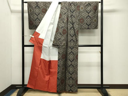 平和屋着物●本場大島紬　菱吉祥花文　正絹　逸品　未使用　CABK2361gh