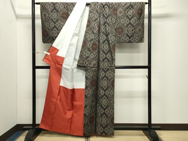 平和屋着物●本場大島紬　菱吉祥花文　正絹　逸品　未使用　CABK2361gh