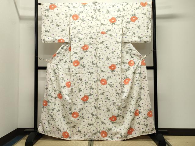 平和屋着物●上質な小紋　万寿菊　正絹　逸品　CABK2364gh