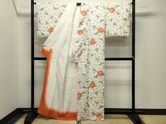 平和屋着物●上質な小紋　万寿菊　正絹　逸品　CABK2364gh