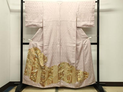平和屋着物●中国三大刺繍　相良刺繍　色留袖　駒刺繍　飛鶴花文　金彩　正絹　逸品　CABK2367gh