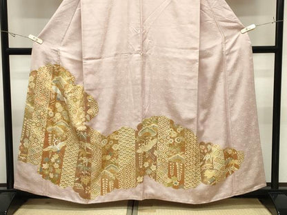 平和屋着物●中国三大刺繍　相良刺繍　色留袖　駒刺繍　飛鶴花文　金彩　正絹　逸品　CABK2367gh