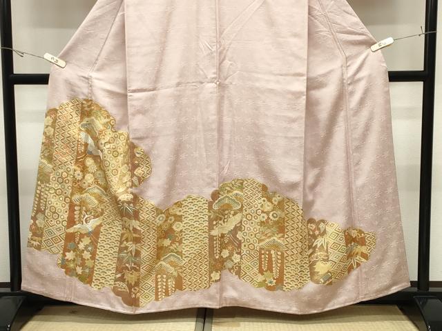 平和屋着物●中国三大刺繍　相良刺繍　色留袖　駒刺繍　飛鶴花文　金彩　正絹　逸品　CABK2367gh