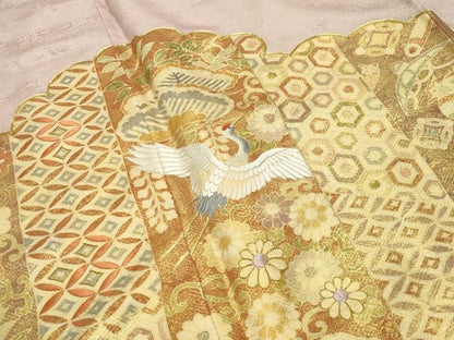 平和屋着物●中国三大刺繍　相良刺繍　色留袖　駒刺繍　飛鶴花文　金彩　正絹　逸品　CABK2367gh