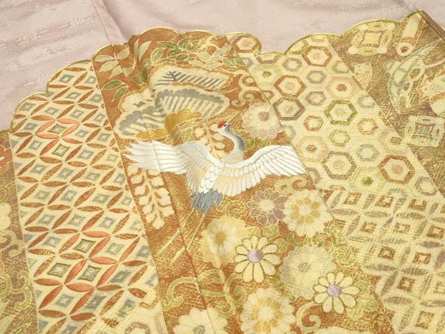 平和屋着物●中国三大刺繍　相良刺繍　色留袖　駒刺繍　飛鶴花文　金彩　正絹　逸品　CABK2367gh