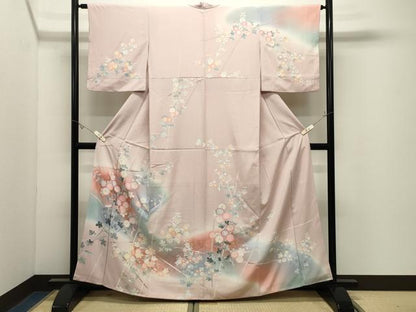 平和屋着物●訪問着　友禅　作家物　草花文　暈し染め　金銀彩　正絹　逸品　CABK2368gh