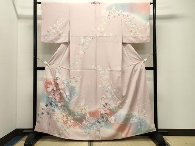 平和屋着物●訪問着　友禅　作家物　草花文　暈し染め　金銀彩　正絹　逸品　CABK2368gh