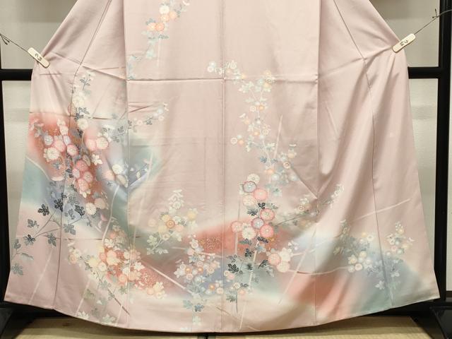 平和屋着物●訪問着　友禅　作家物　草花文　暈し染め　金銀彩　正絹　逸品　CABK2368gh