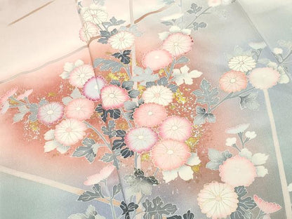 平和屋着物●訪問着　友禅　作家物　草花文　暈し染め　金銀彩　正絹　逸品　CABK2368gh