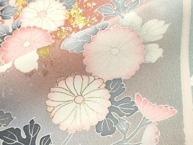 平和屋着物●訪問着　友禅　作家物　草花文　暈し染め　金銀彩　正絹　逸品　CABK2368gh