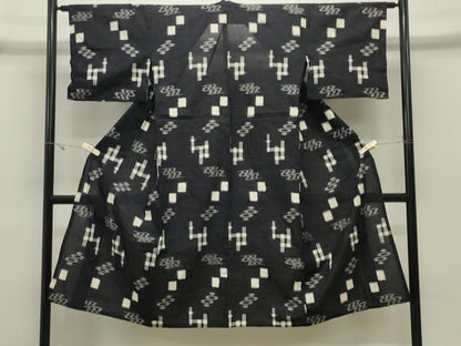 平和屋着物●久留米絣　単衣　琉球絣文様　綿　逸品　CABK2370gh