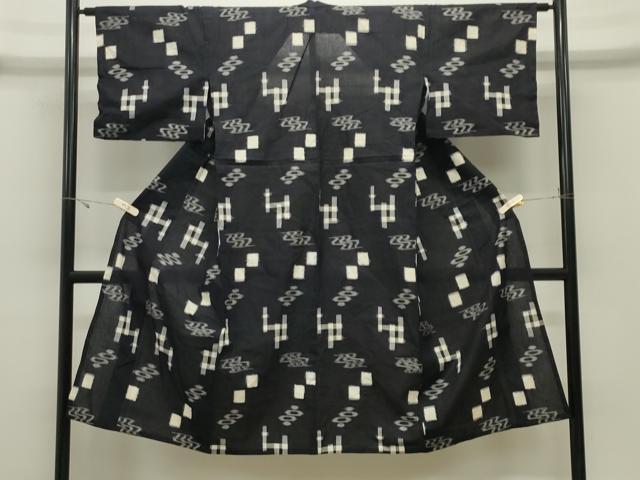 平和屋着物●久留米絣　単衣　琉球絣文様　綿　逸品　CABK2370gh