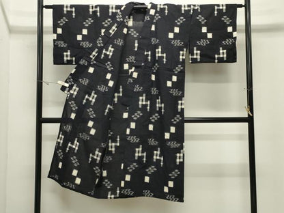平和屋着物●久留米絣　単衣　琉球絣文様　綿　逸品　CABK2370gh