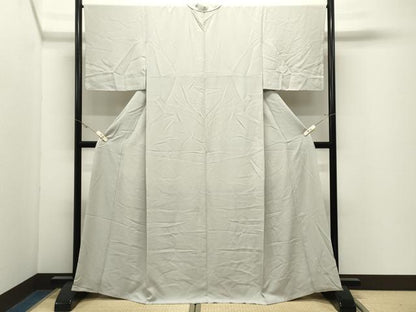 平和屋着物●上質な色無地　灰黄緑色　正絹　逸品　CABK2371gh