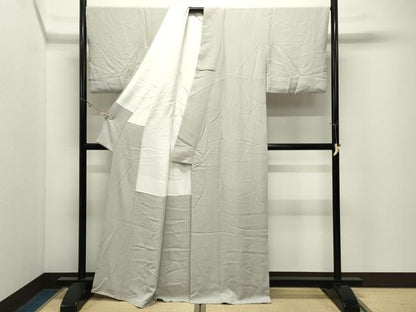 平和屋着物●上質な色無地　灰黄緑色　正絹　逸品　CABK2371gh