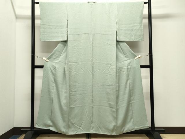 平和屋着物●上質な色無地　霞地紋　若芽色　正絹　逸品　CABK2372gh