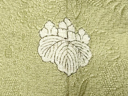 平和屋着物●上質な色無地　辻が花地紋　抹茶色　正絹　逸品　未使用　CABK2373gh