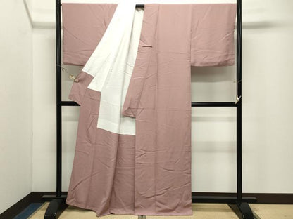 平和屋着物●上質な色無地　退紅色　正絹　逸品　CABK2374gh