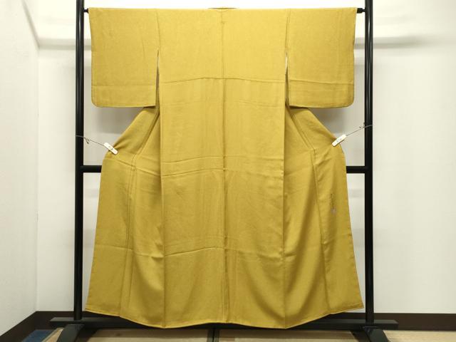 平和屋着物●上質な色無地　作家物　本泥染　花唐草地紋　芥子色　正絹　逸品　CABK2375gh