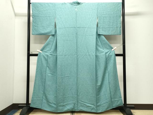 平和屋着物●上質な色無地　南天地紋　青磁色　正絹　逸品　CABK2377gh