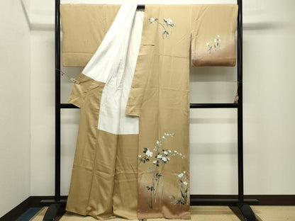 平和屋着物●訪問着　枝花文　暈し染め　金彩　正絹　逸品　CABK2379gh