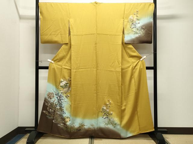 平和屋着物●訪問着　流水雪輪重ね花文　暈し染め　金銀彩　正絹　逸品　CABK2380gh