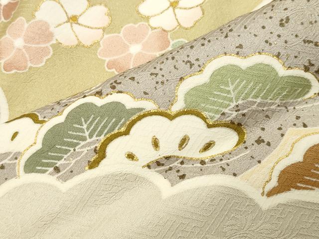 平和屋着物●訪問着　駒刺繍　雲重ね花文　金彩　正絹　逸品　CABK2381gh