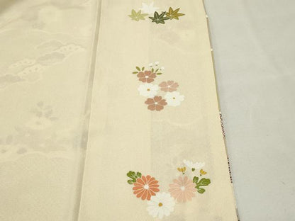 平和屋着物●訪問着　駒刺繍　雲重ね花文　金彩　正絹　逸品　CABK2381gh