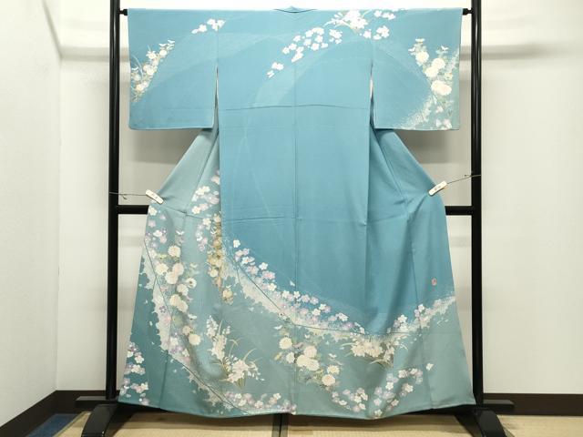 平和屋着物●訪問着　友禅　作家物　草花文　正絹　逸品　CABK2383gh