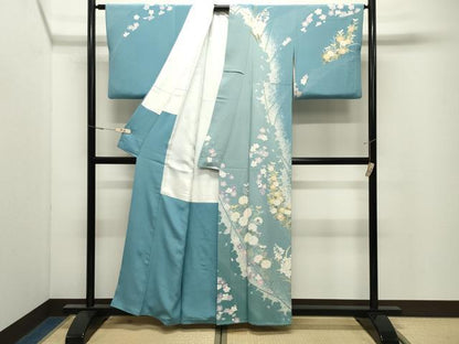平和屋着物●訪問着　友禅　作家物　草花文　正絹　逸品　CABK2383gh