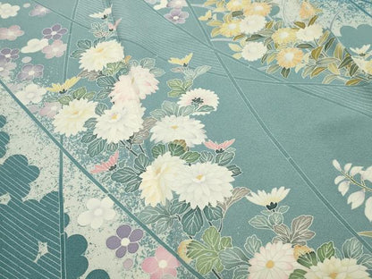 平和屋着物●訪問着　友禅　作家物　草花文　正絹　逸品　CABK2383gh