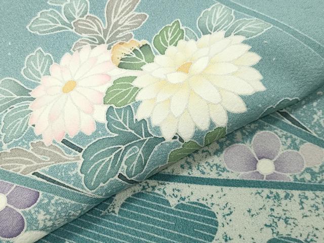 平和屋着物●訪問着　友禅　作家物　草花文　正絹　逸品　CABK2383gh