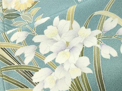 平和屋着物●訪問着　友禅　作家物　草花文　正絹　逸品　CABK2383gh