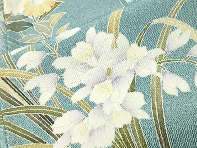 平和屋着物●訪問着　友禅　作家物　草花文　正絹　逸品　CABK2383gh