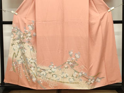 平和屋着物●訪問着　鬘帯花文　暈し染め　金彩　正絹　逸品　CABK2385gh