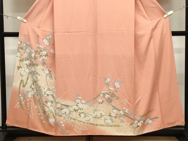平和屋着物●訪問着　鬘帯花文　暈し染め　金彩　正絹　逸品　CABK2385gh