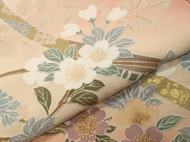 平和屋着物●訪問着　鬘帯花文　暈し染め　金彩　正絹　逸品　CABK2385gh