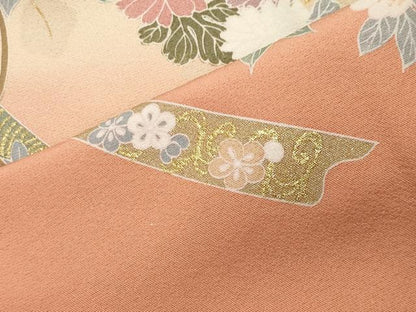 平和屋着物●訪問着　鬘帯花文　暈し染め　金彩　正絹　逸品　CABK2385gh