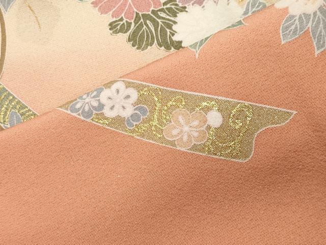 平和屋着物●訪問着　鬘帯花文　暈し染め　金彩　正絹　逸品　CABK2385gh