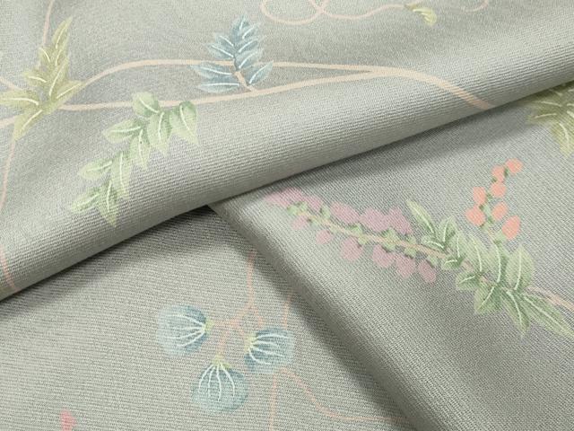 平和屋着物●上質な小紋　花唐草文　正絹　逸品　未使用　CABK2388gh
