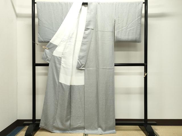 平和屋着物●上質な色無地　草花地紋　薄雲鼠色　正絹　逸品　CABK2391gh