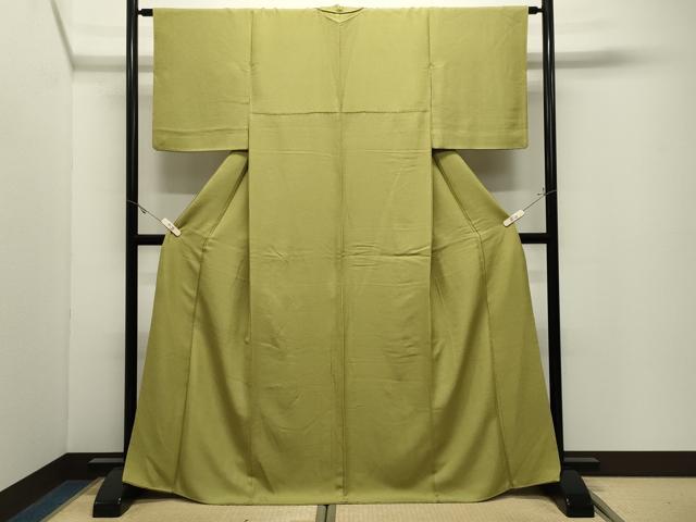 平和屋着物●上質な色無地　紋意匠　青朽葉色　正絹　逸品　CABK2393gh