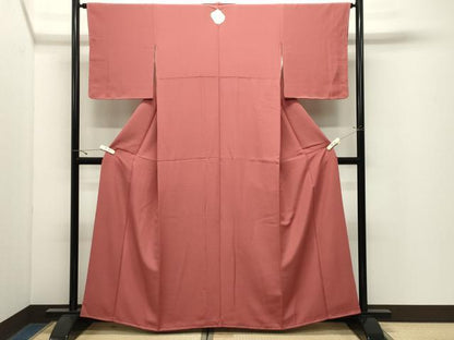 平和屋着物●上質な色無地　甚三紅色　正絹　逸品　未使用　CABK2396gh