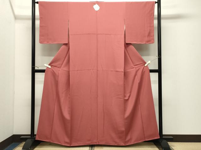 平和屋着物●上質な色無地　甚三紅色　正絹　逸品　未使用　CABK2396gh