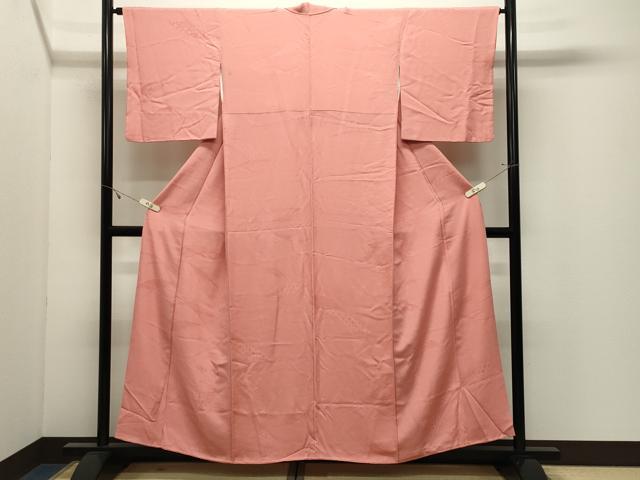 平和屋着物●上質な色無地　亀甲花地紋　薄紅色　正絹　逸品　CABK2399gh
