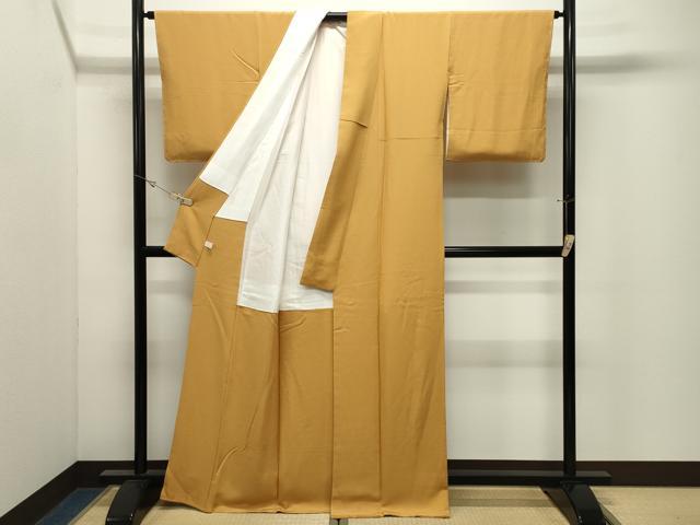 平和屋着物●上質な色無地　黄朽葉色　正絹　逸品　未使用　CABK2400gh